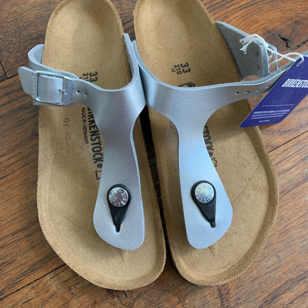 Size 33 Silver Birkenstocks BRAND NEW